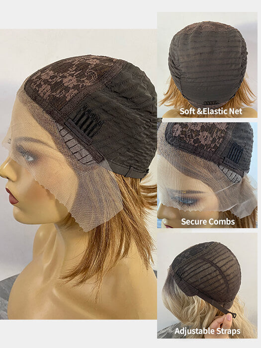 Emily Middle Length Straight Ginger Blonde Lace Front Human Hair Wigs By imwigs®
