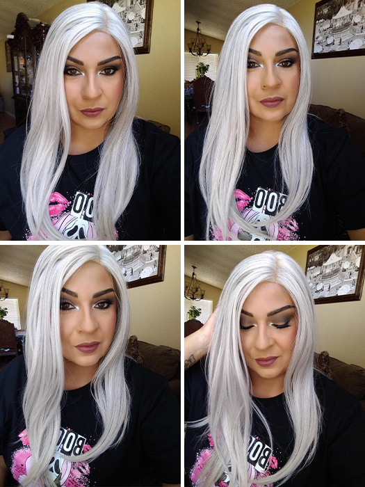 Salt&Pepper Long Straight Lace Part Synthetic Wig By imwigs®
