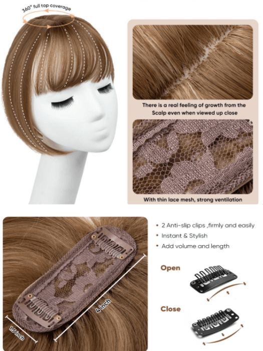 Short Heat-stylable Straight Synthetic Toppers With Bangs By imwigs®