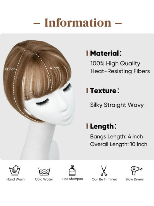 Short Heat-stylable Straight Synthetic Toppers With Bangs By imwigs®