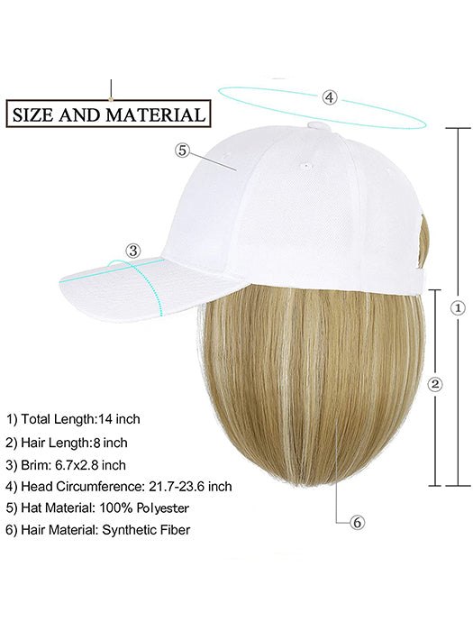 Baseball Hat Straight Bob Wig Cap By imwigs®