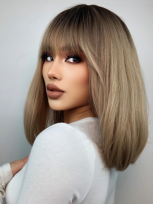 Beauty Medium Bob Wigs With Bangs Synthetic Wig By imwigs®