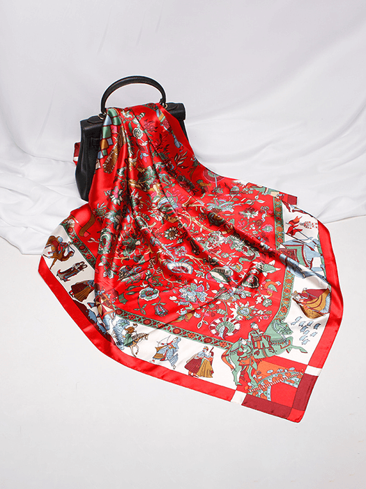 Soft Printed Silk Scarf hair Accessories