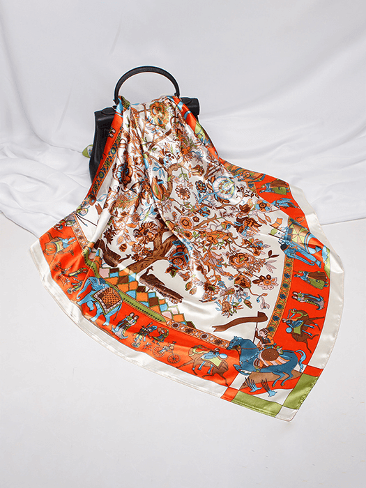 Soft Printed Silk Scarf hair Accessories