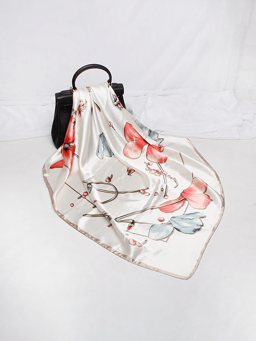 Soft Printed Silk Scarf hair Accessories