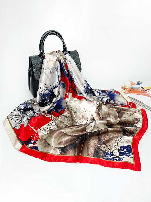 Soft Printed Silk Scarf hair Accessories