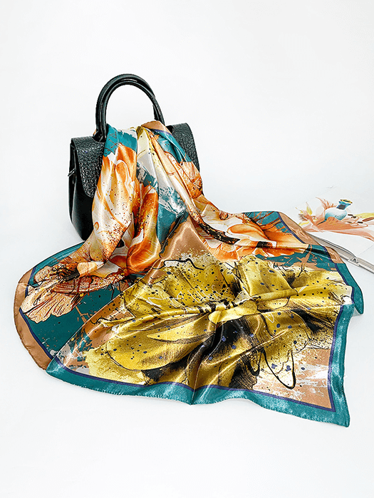 Soft Printed Silk Scarf hair Accessories