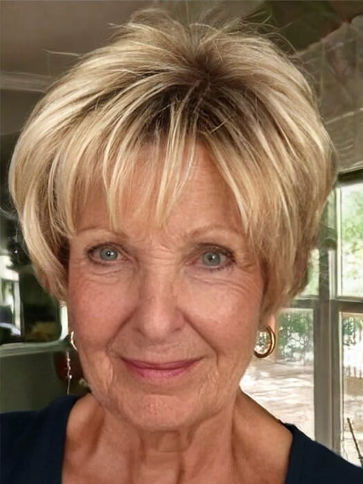 Short Spiky Bob Layered Platinum Straight Synthetic Wig By imwigs®