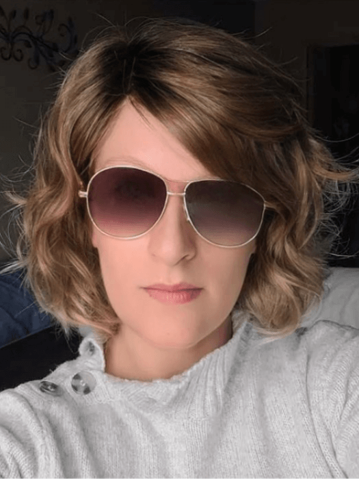 Chin Length Curly Honey Brown Lace Front Synthetic Wig By imwigs®