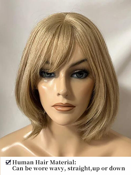 Medium Layered Straight Blonde Human Hair Wigs By imwigs®