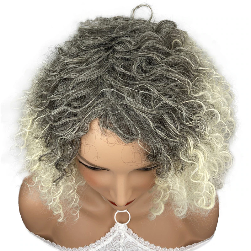 Collar-Length Bouncy Curly Synthetic Wigs With Roots By imwigs®