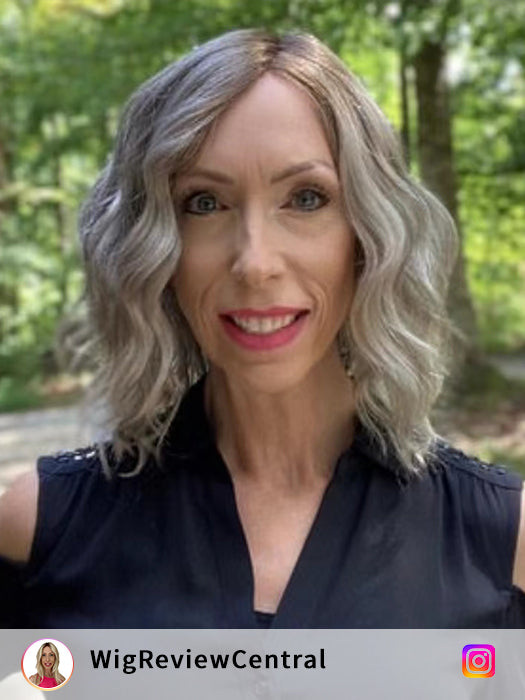 Sublime Middle Length Curly Silver Blonde Mono Part Synthetic Wig By imwigs®