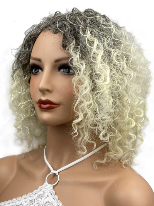 Collar-Length Bouncy Curly Synthetic Wigs With Roots By imwigs®
