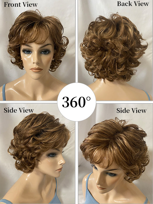 Short Layered Curly Brown Synthetic Wig By imwigs®