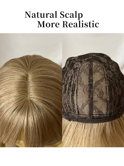 Medium Layered Straight Blonde Human Hair Wigs By imwigs®