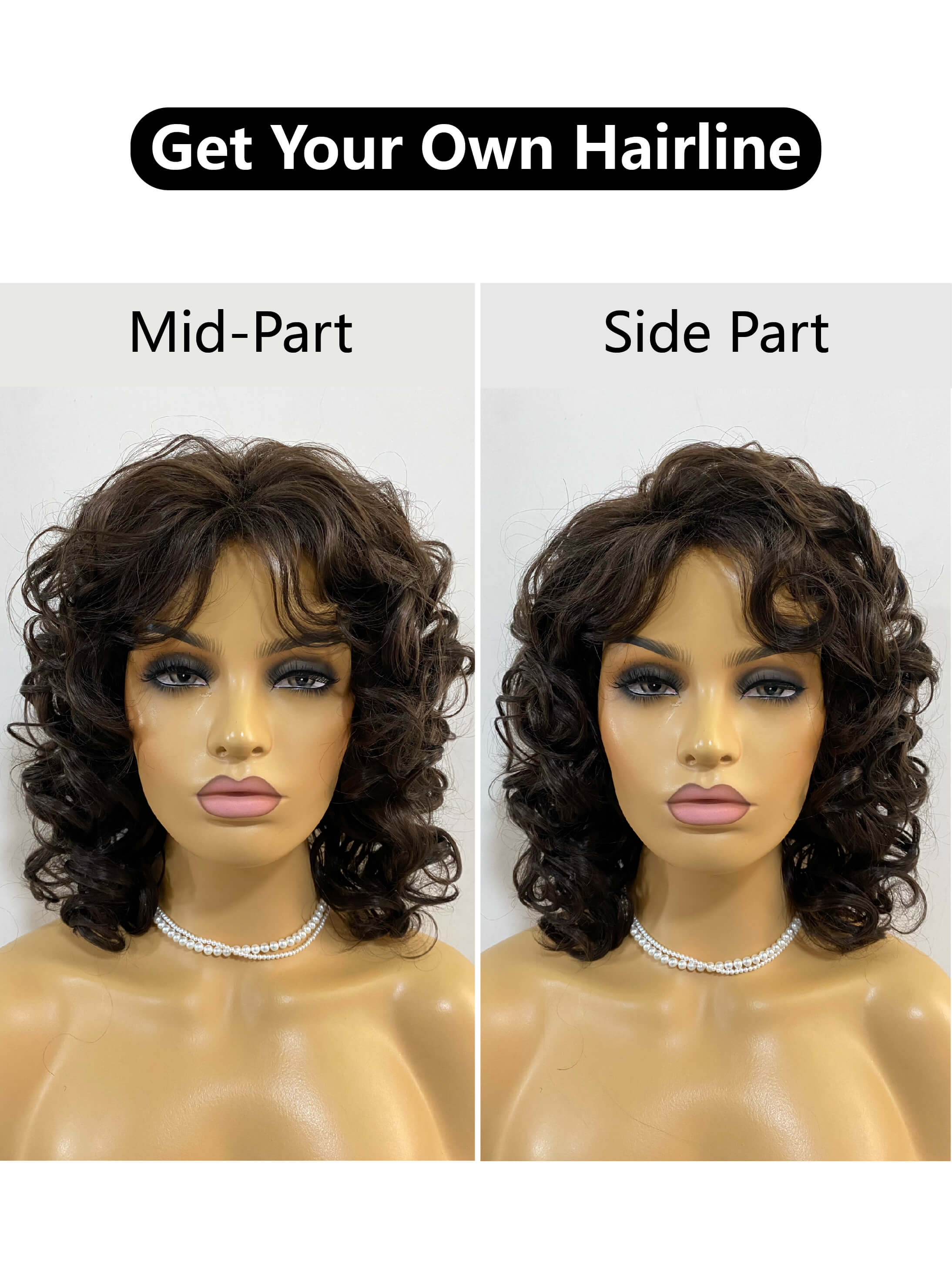 Shoulder Length Cut Spiral Curls Synthetic Wigs With Bangs By imwigs®