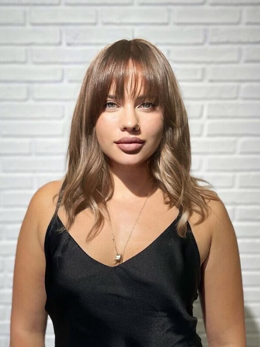 Beach Wave Wigs Layered Synthetic Wigs With Bangs By imwigs®