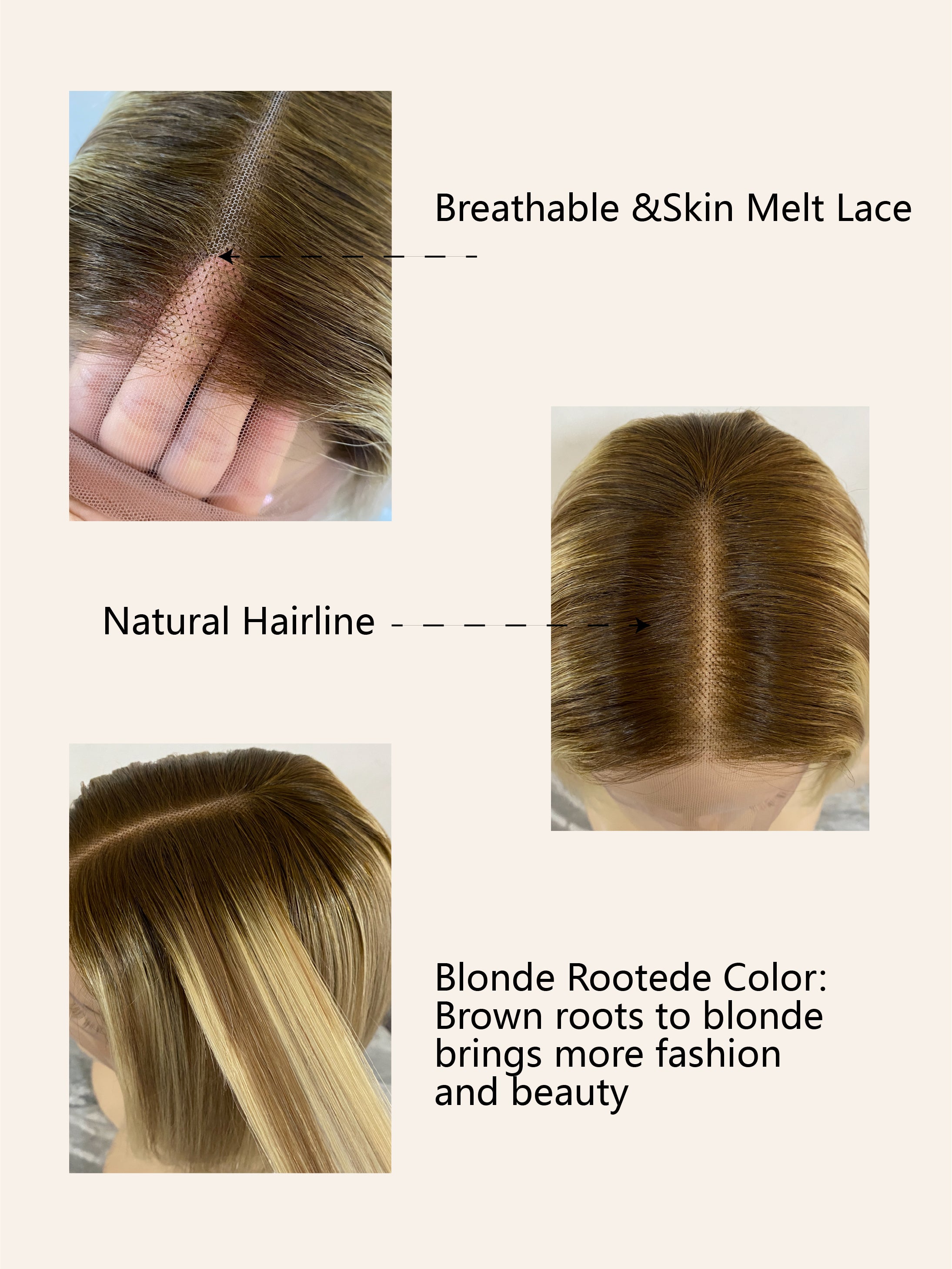 Bob Blonde With Brown Roots Wigs Lace Front Human Hair Wigs By imwigs®