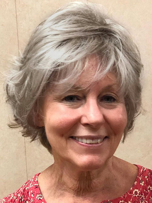 Short Gray Layered Synthetic Wigs With Roots By imwigs®