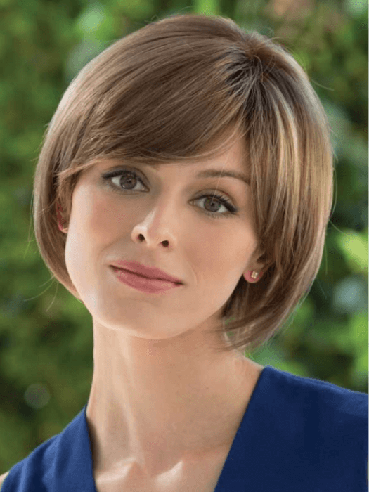 Short Bob Straight Wigs Lace Part Synthetic Wigs With Bangs By imwigs®