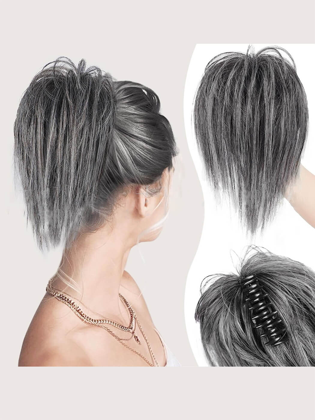 Messy Bun Layered Synthetic Hair Clip Ponytail By imwigs®