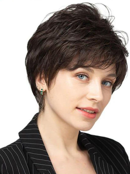 Pixie Short Spiky Wigs Layered Straight Synthetic Blend Human Hair Wigs By imwigs®