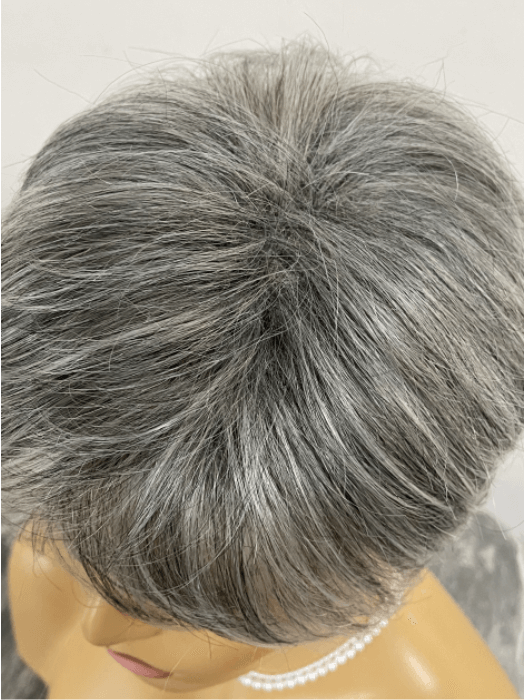 Short Spiky Gray Mixed Human Hair With Synthetic Wigs By imwigs®