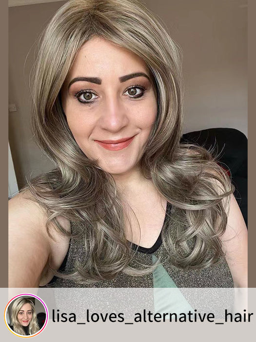 Long Wavy Mocha Frost Synthetic Wig By imwigs®