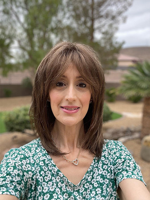 Charming Long Brown Layered Synthetic Wig With Bangs By imwigs®