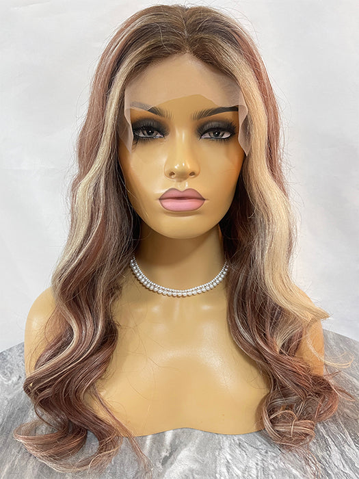 Chocolate Caramel Wavy Wigs Lace Front Human Hair Wigs By imwigs®
