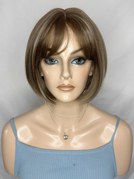 Short Bob Straight Wigs Lace Part Synthetic Wigs With Bangs By imwigs®