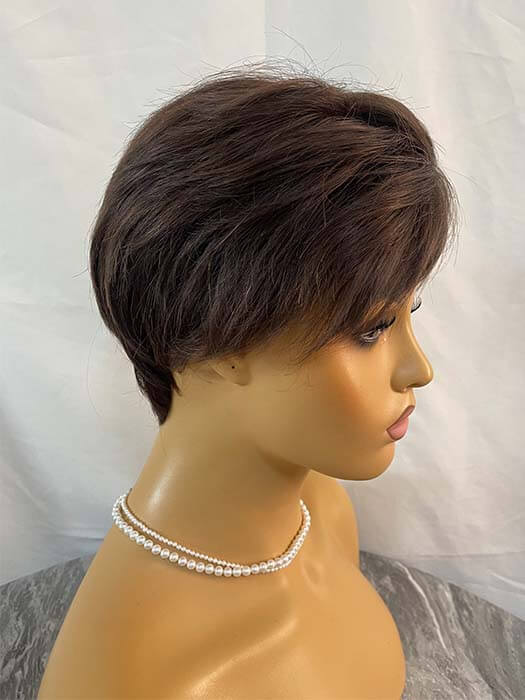 Short Spiky Gray Mixed Human Hair With Synthetic Wigs By imwigs®