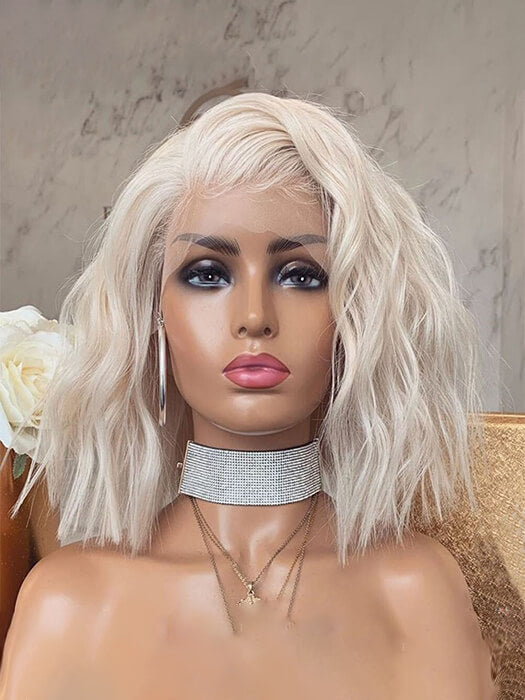 Platinum Blonde Wavy Wigs Lace Front Synthetic Wigs By imwigs®