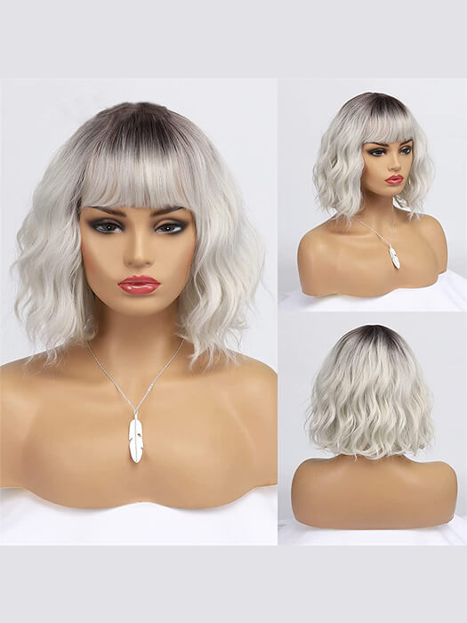 Collar-Length Wavy Wigs With Bangs Synthetic Wigs By imwigs®