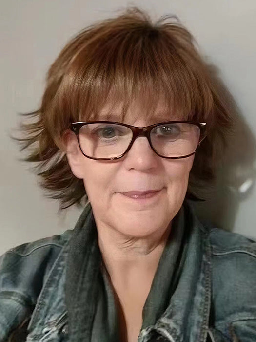 Short Gray Layered Synthetic Wigs With Roots By imwigs®