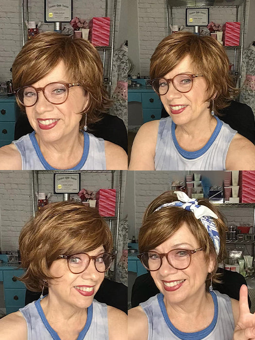 Short Wavy Layered Red Brown Synthetic Wig By imwigs®