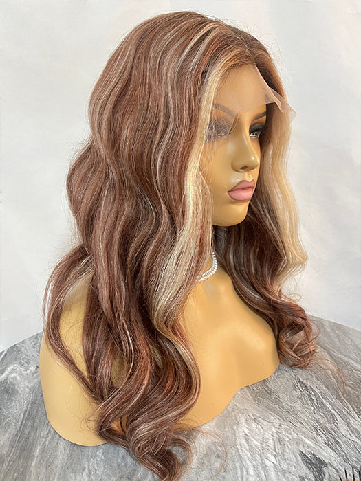 Chocolate Caramel Wavy Wigs Lace Front Human Hair Wigs By imwigs®