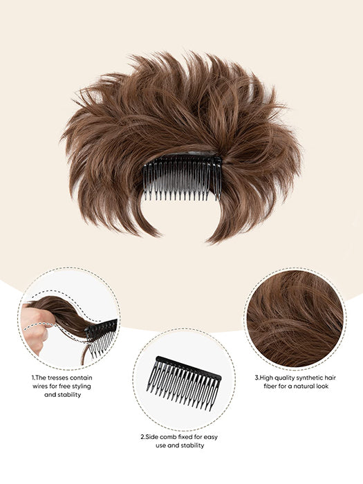 Cute Messy Short Layered Hair Bun Comb Clips By imwigs®