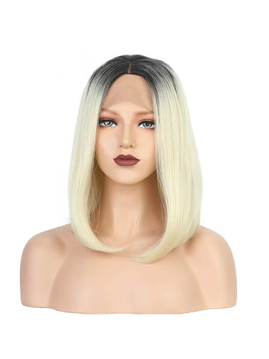 Medium Bob Wigs Straight Lace Front Synthetic Wigs With Roots By imwigs®