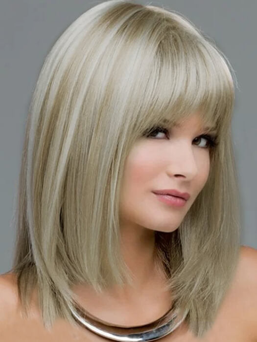 Natural Mid-Part Layered Straight Synthetic Wigs With Bangs By imwigs®