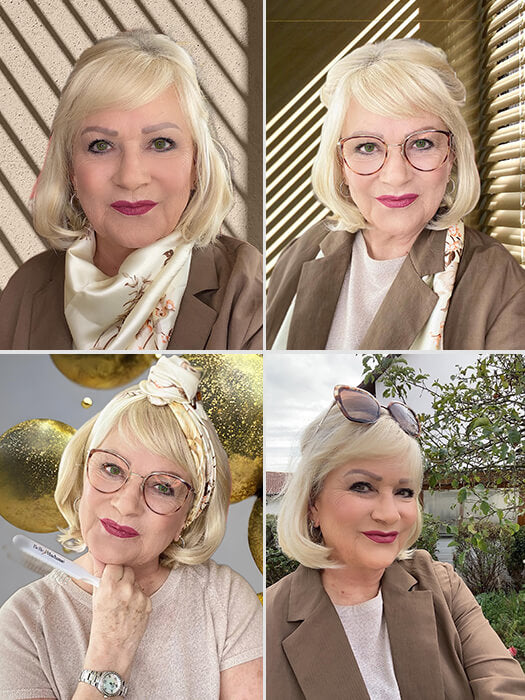 Elegant Short Bob With Bangs Blonde Synthetic Wig By imwigs®