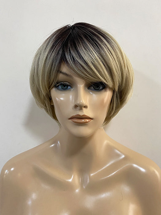 Ombre Short Straight Bob Synthetic Wig With Roots By imwigs®