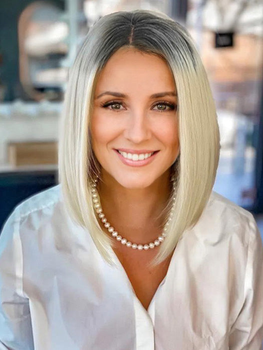 Medium Bob Wigs Straight Lace Front Synthetic Wigs With Roots By imwigs®