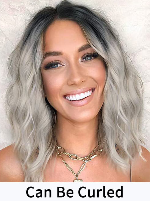 Gray Straight Bob Wigs Lace Front 100% Human Hair Wigs By imwigs®