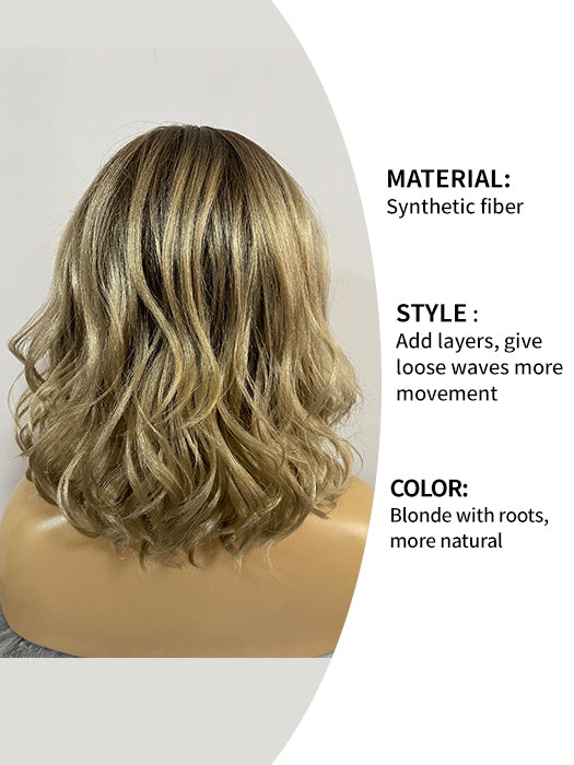 Newest Medium 13 Inch Wavy Synthetic Wig With Bangs By imwigs®