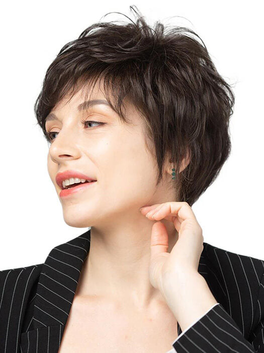 Pixie Short Spiky Wigs Layered Straight Synthetic Blend Human Hair Wigs By imwigs®