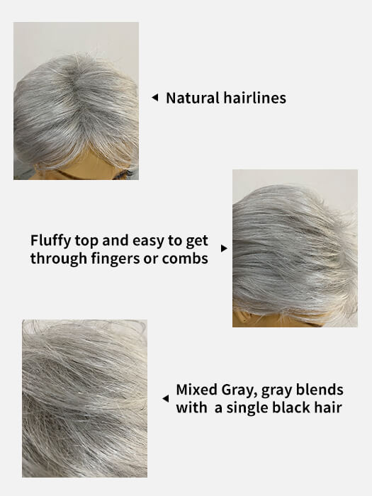 Light Gray Straight Layered Short Synthetic Wigs (Capless ) By imwigs®