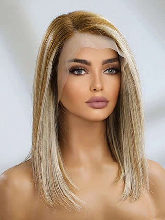 Straight Bob Lace Frontal Wigs 14 inch Blonde Human Hair Wigs By imwigs®