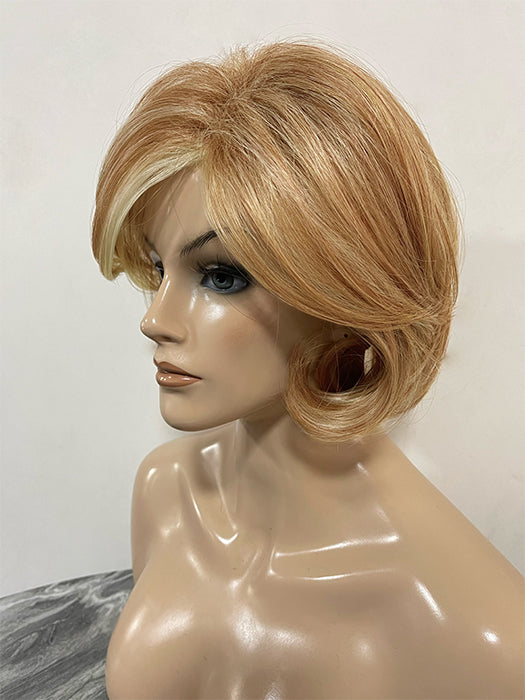 Bob Hairstyle Side Part Blonde Synthetic Wig With Highlight By imwigs®