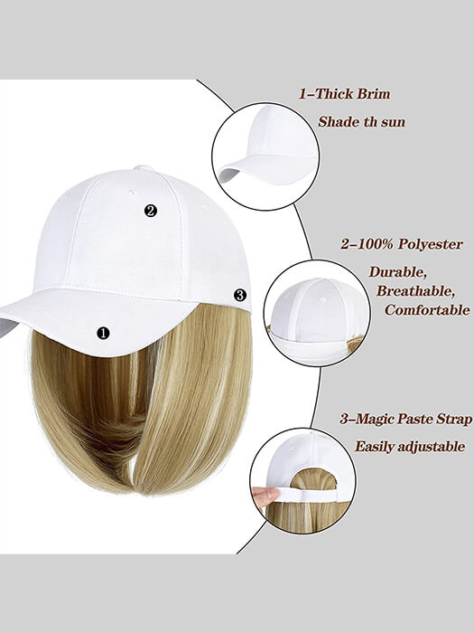 Baseball Hat Straight Bob Wig Cap By imwigs®
